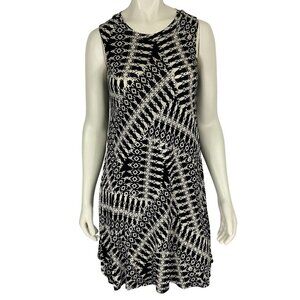 BCX Women's Dress Size Medium A Line Sleeveless Knee Length Black & White Casual
